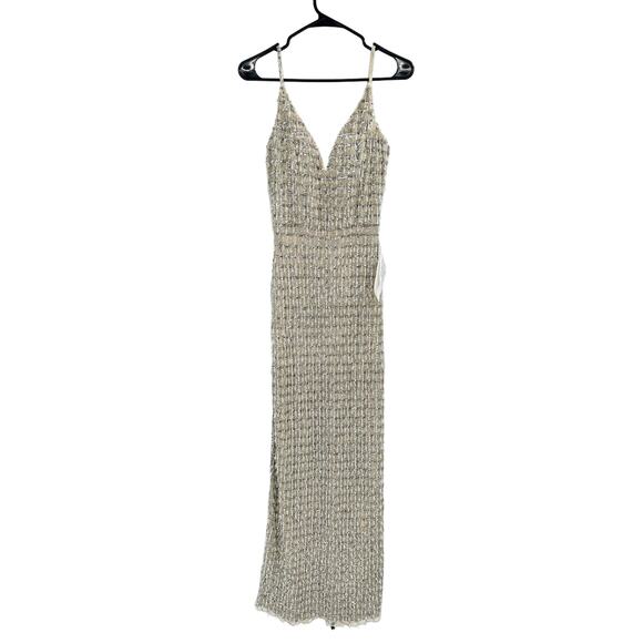 Mac Duggal 5394 Crystal Drop Embellished Column Gown Silver Size 2 - Picture 3 of 9